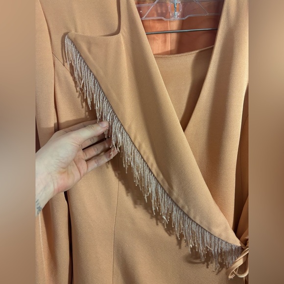 VTG Solini New York Peach Western Beaded Fringe Blazer/Skirt Set Size 10 - Picture 3 of 16